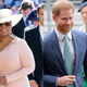 Oprah Winfrey, left, arrives for the wedding ceremony of Britain’s Prince Harry, Duke of Sussex and US actress Meghan Markle on May 19, 2018; Prince Harry, Duke of Sussex and Meghan, Duchess of Sussex attend the Commonwealth Day Service 2020 on March 09, 2020.